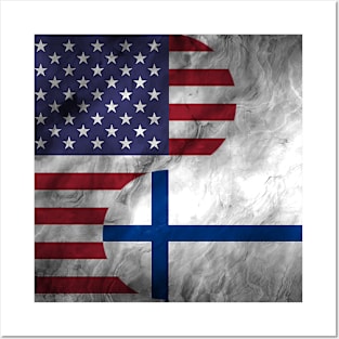 USA Finland Dual Yin Yang Flag Posters and Art